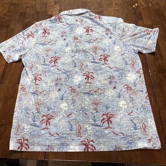 Johnny-O Hangin' Out Blue Graphic Wipeout Short Sleeve Polo Stretch Men's Size L - Picture 4 of 10